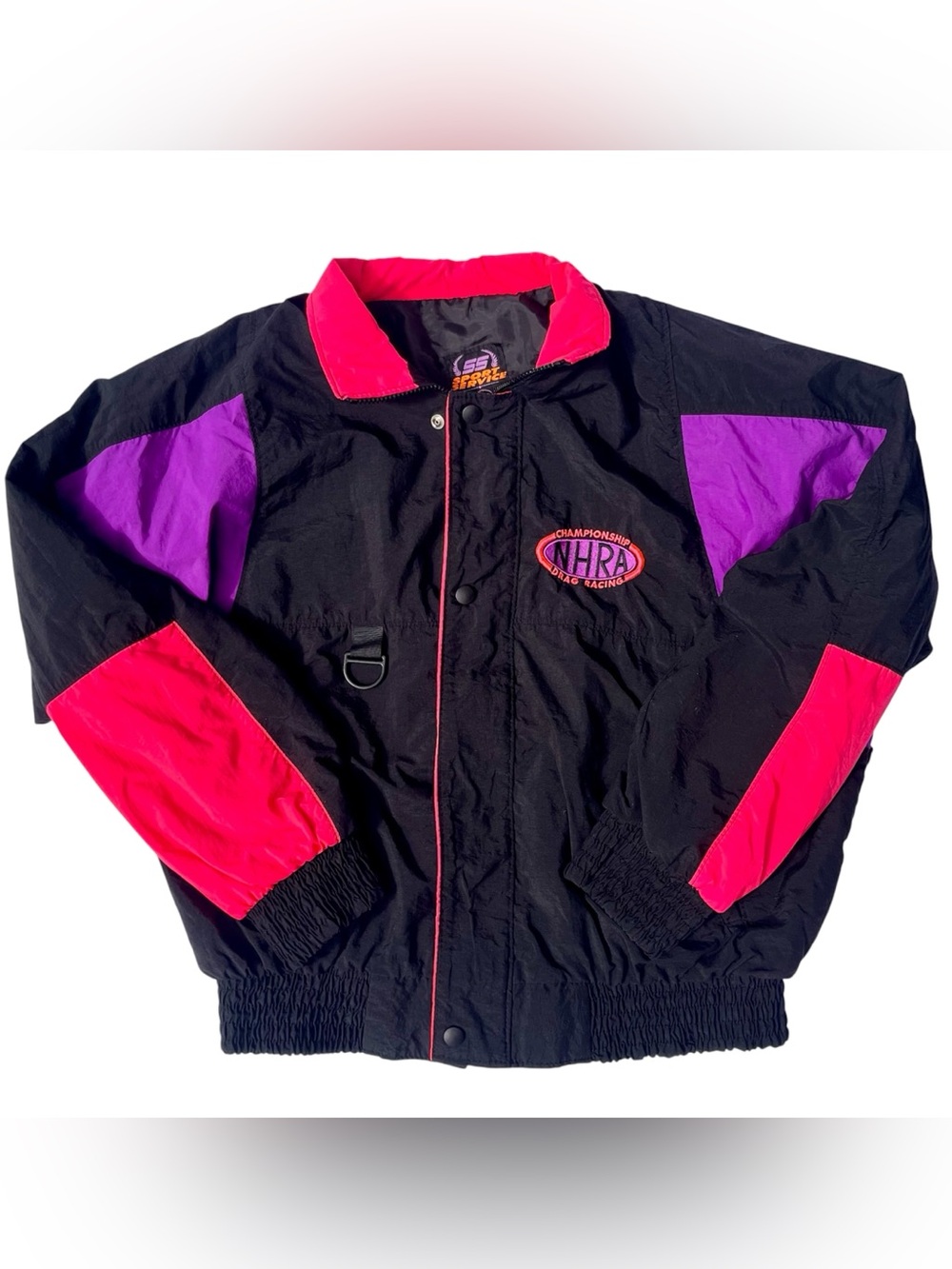 Vintage 80s NHRA Drag Racing Windbreaker Neon Jacket USA Men’s L Sport Service